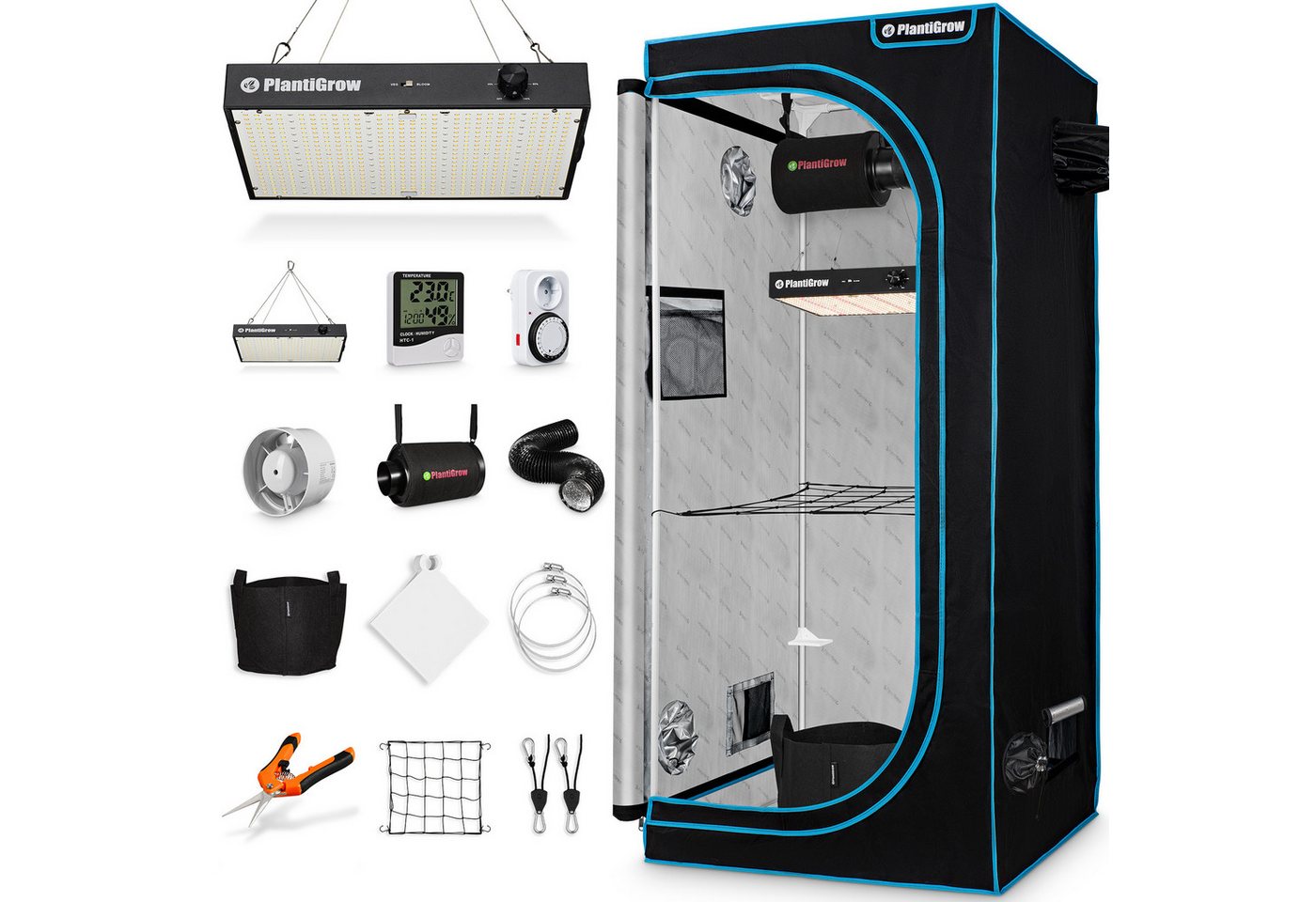 PlantiGrow Gewächshaus PlantiGrow Growbox Komplettset – Indoor Gewächshaus, mit 150W Vollspektrum LED Lampe (Dimmbar), 1680D, Carbon-Filter, Inline-Kanalventilator, Abluftschlauch, Anzuchtzelt, Zuchtzelt schwarz | Rabatt: 39% Unkategorisiert online kaufen