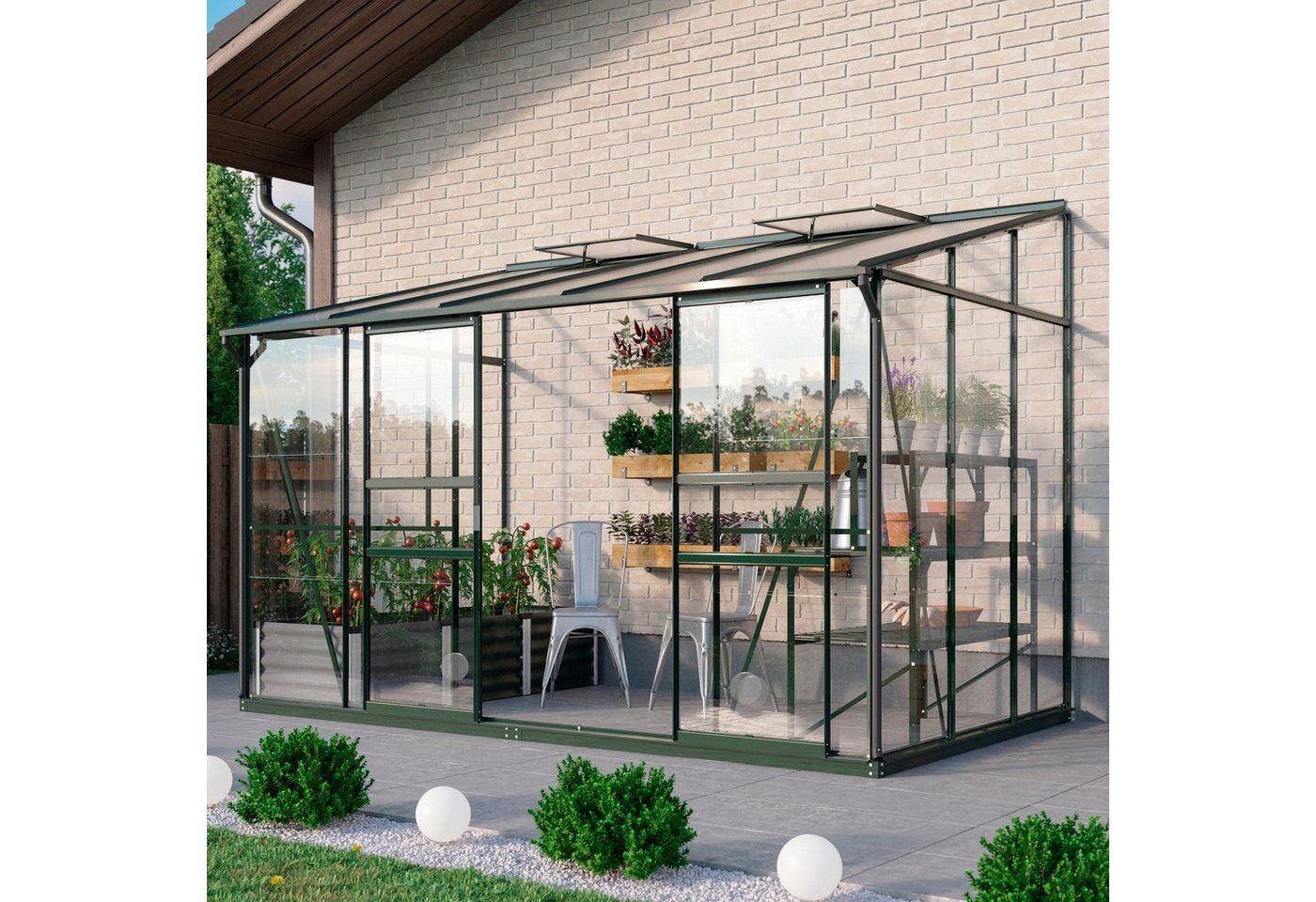 Vitavia Anlehngewächshaus Osiris 6500, BxTxH: 190 x 317 x 222 cm, 3 mm Wandstärke grün Unkategorisiert online kaufen