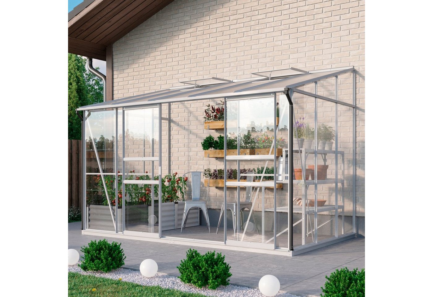 Vitavia Anlehngewächshaus Osiris 6500, BxTxH: 190 x 317 x 222 cm, 3 mm Wandstärke silberfarben Unkategorisiert online kaufen