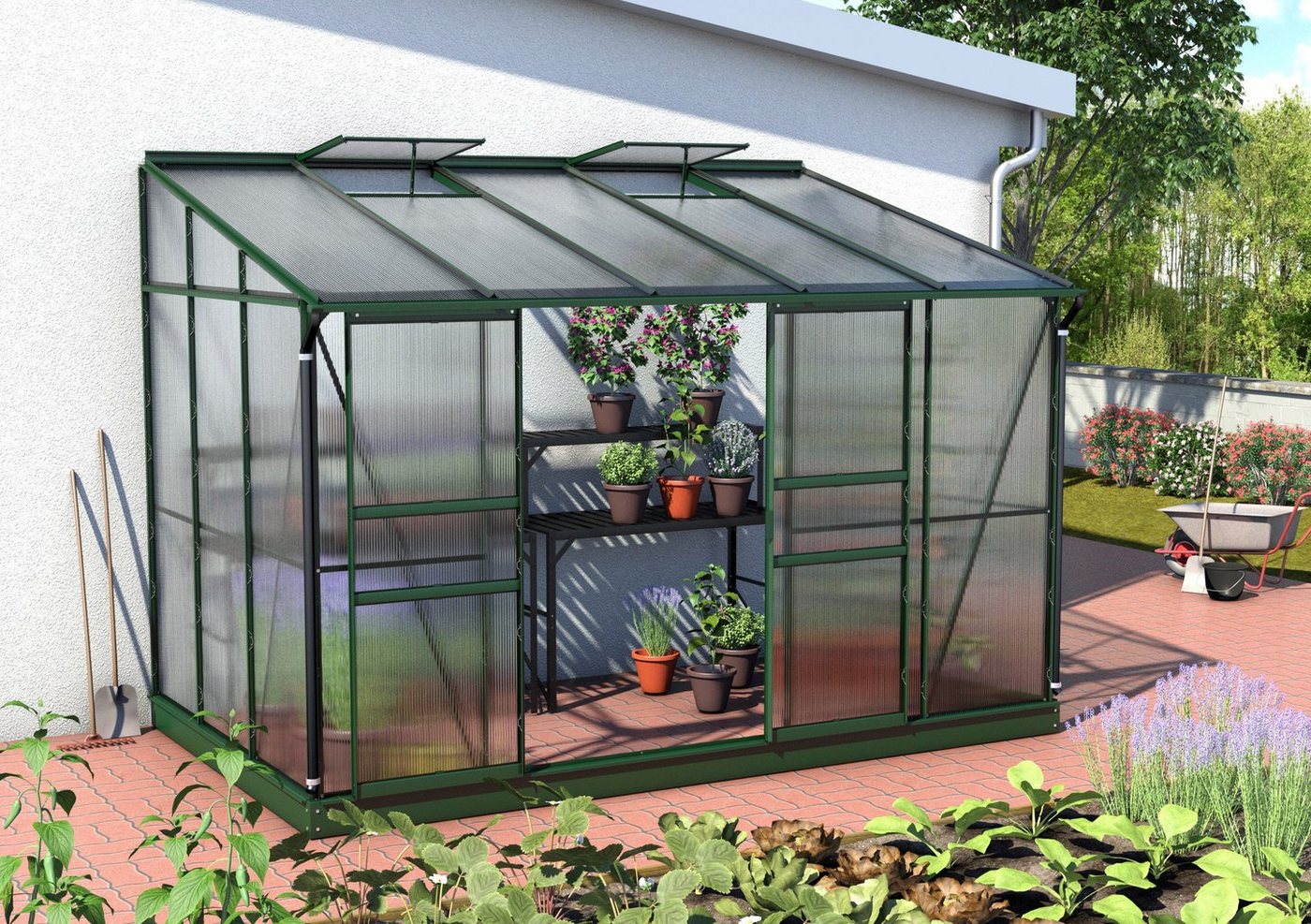 Vitavia Anlehngewächshaus Osiris 6500, BxTxH: 324 x 201 x 221 cm, 4 mm Wandstärke grün Unkategorisiert online kaufen