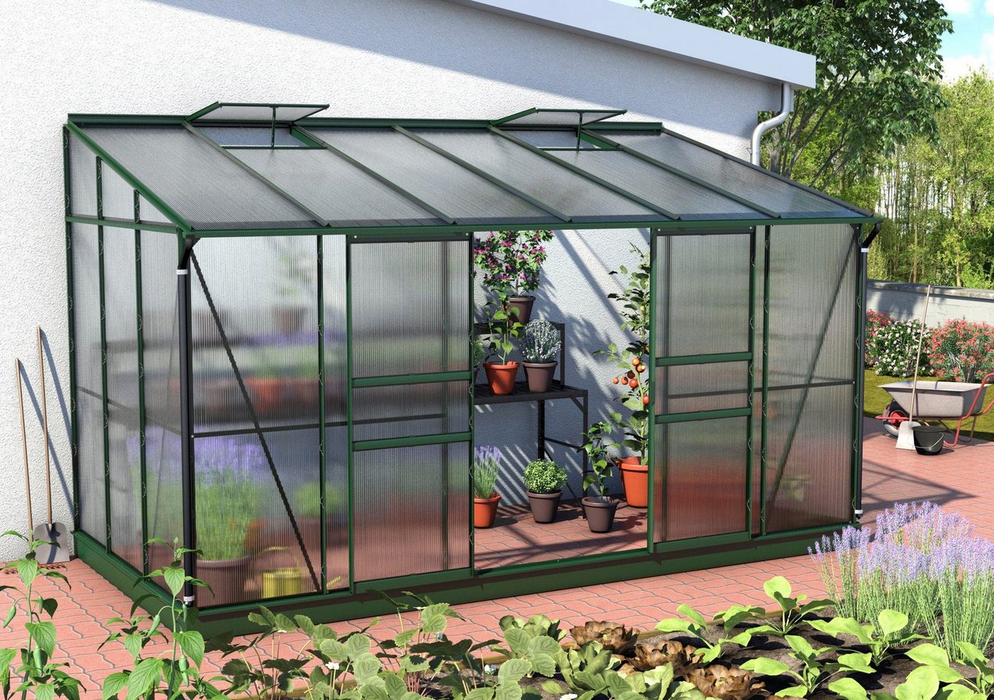 Vitavia Anlehngewächshaus Osiris 7800, BxTxH: 387 x 201 x 221 cm, 4 mm Wandstärke grün Unkategorisiert online kaufen