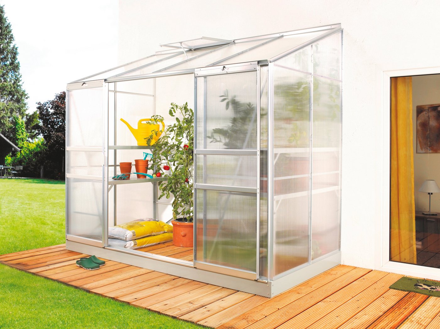 Vitavia Anlehngewächshaus Styx 3300, BxTxH: 255 x 132 x 222 cm, 4 mm Wandstärke silberfarben | Rabatt: 30% Unkategorisiert online kaufen